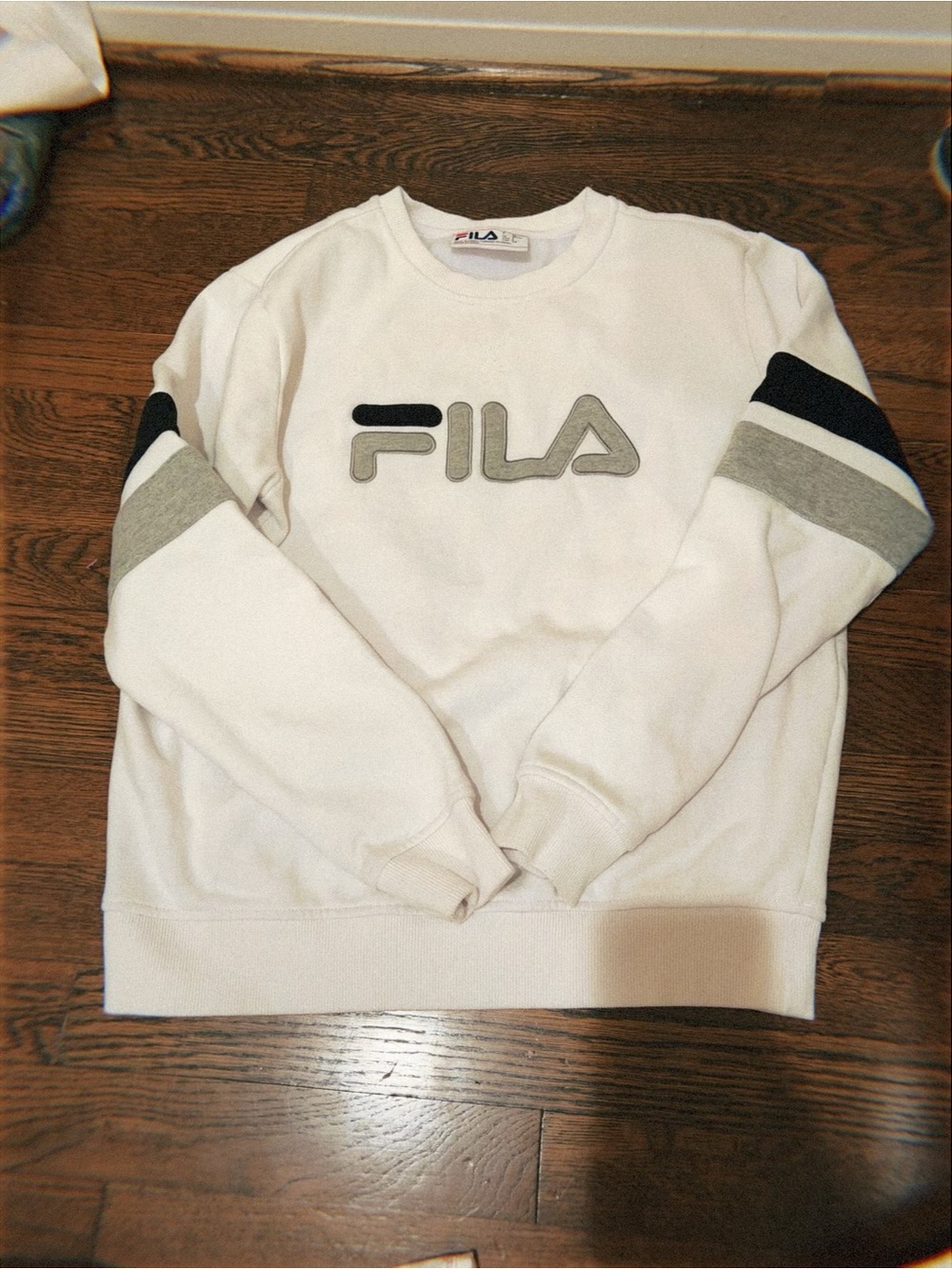 FILA White Crewneck Sweatshirt with Grey & Black Accents